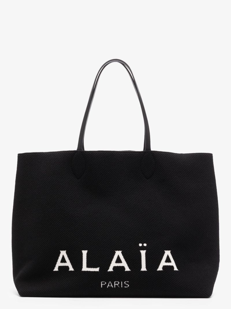 Black Logo Print Tote Bag