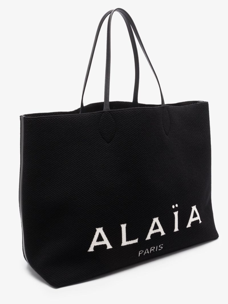 Black Logo Print Tote Bag