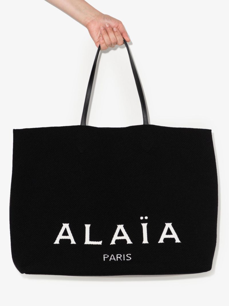Black Logo Print Tote Bag