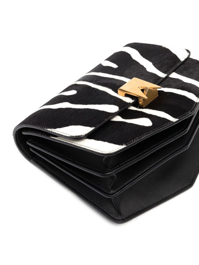Black Le Papa Zebra Print Cross Body Bag