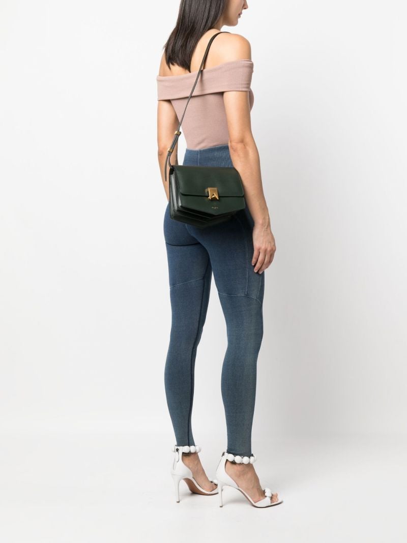 Green Le Papa Leather Cross Body Bag