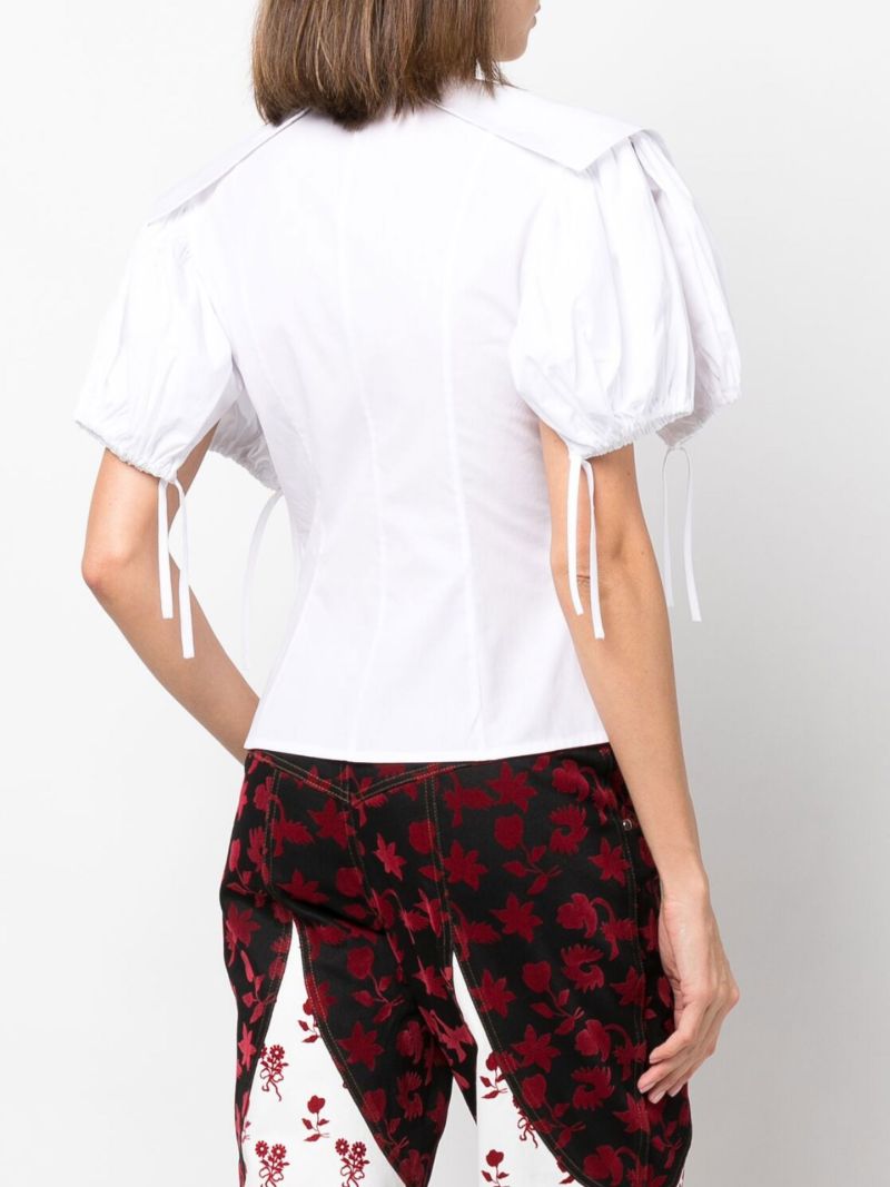 White Octo Fitted Puff-sleeve Shirt