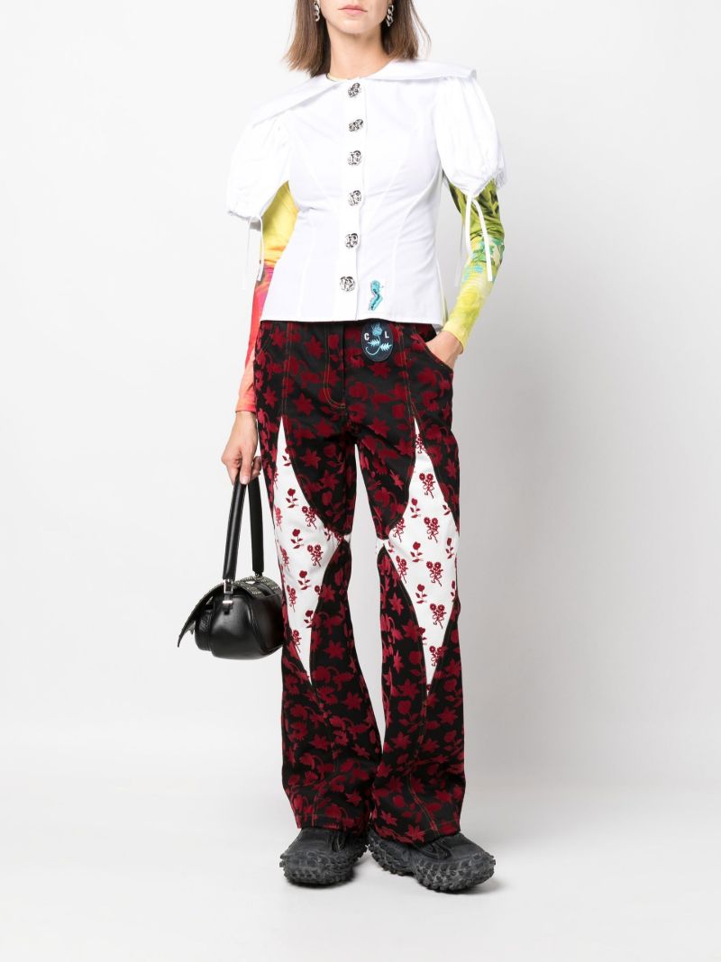 White Octo Fitted Puff-sleeve Shirt