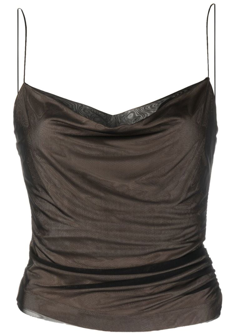 Black Lilburn Cowl Neck Mesh Top