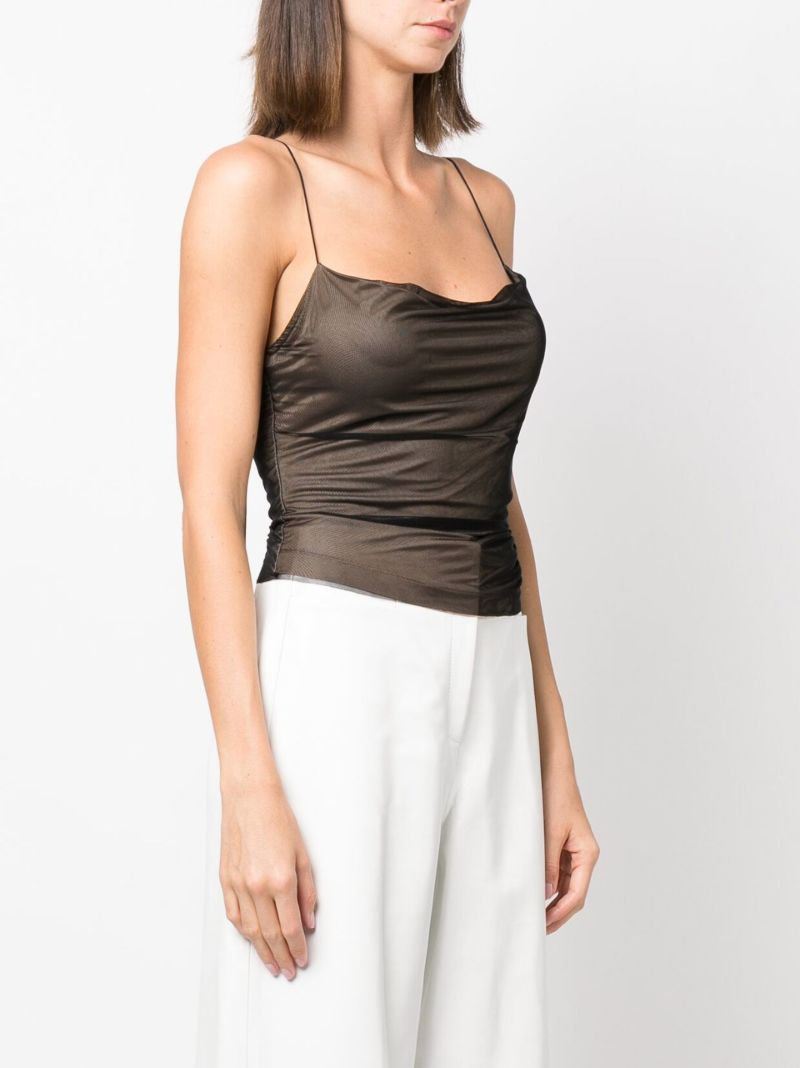 Black Lilburn Cowl Neck Mesh Top