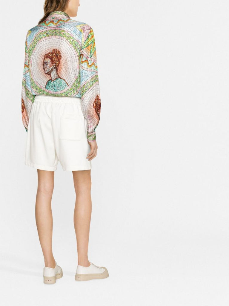 Green Mosaics Grecques Silk Shirt