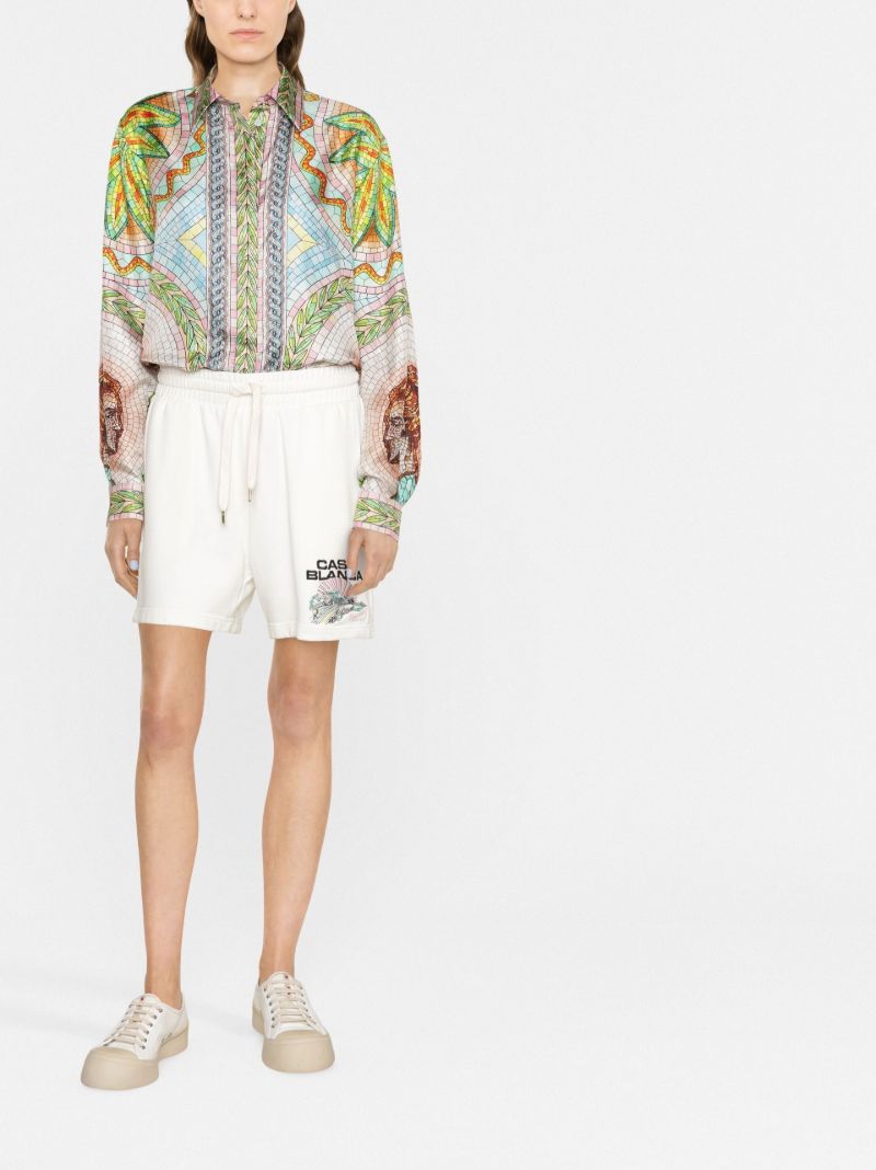 Green Mosaics Grecques Silk Shirt
