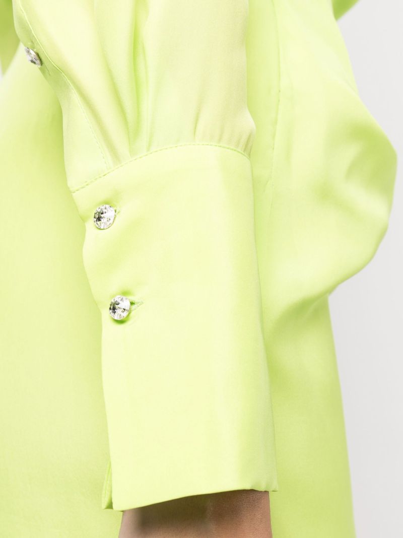 Green Naha Draped Silk Mini Shirt Dress