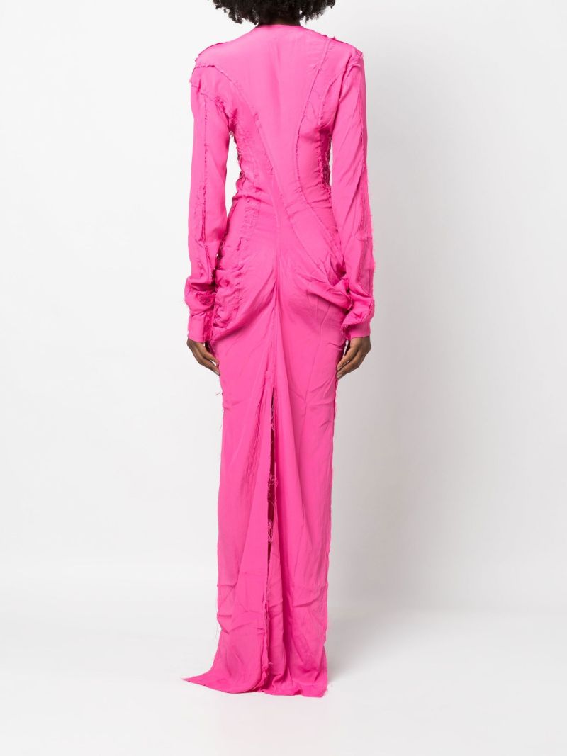 Pink Draped Raw Edge Maxi Dress