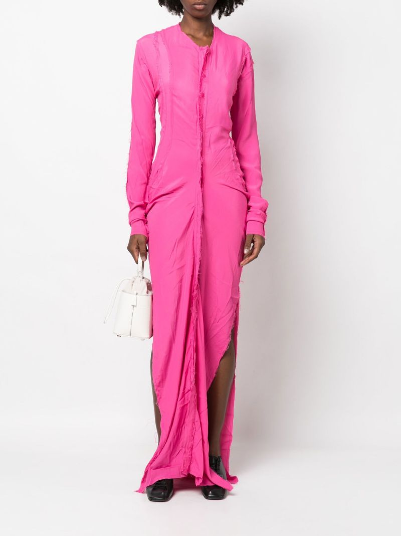Pink Draped Raw Edge Maxi Dress