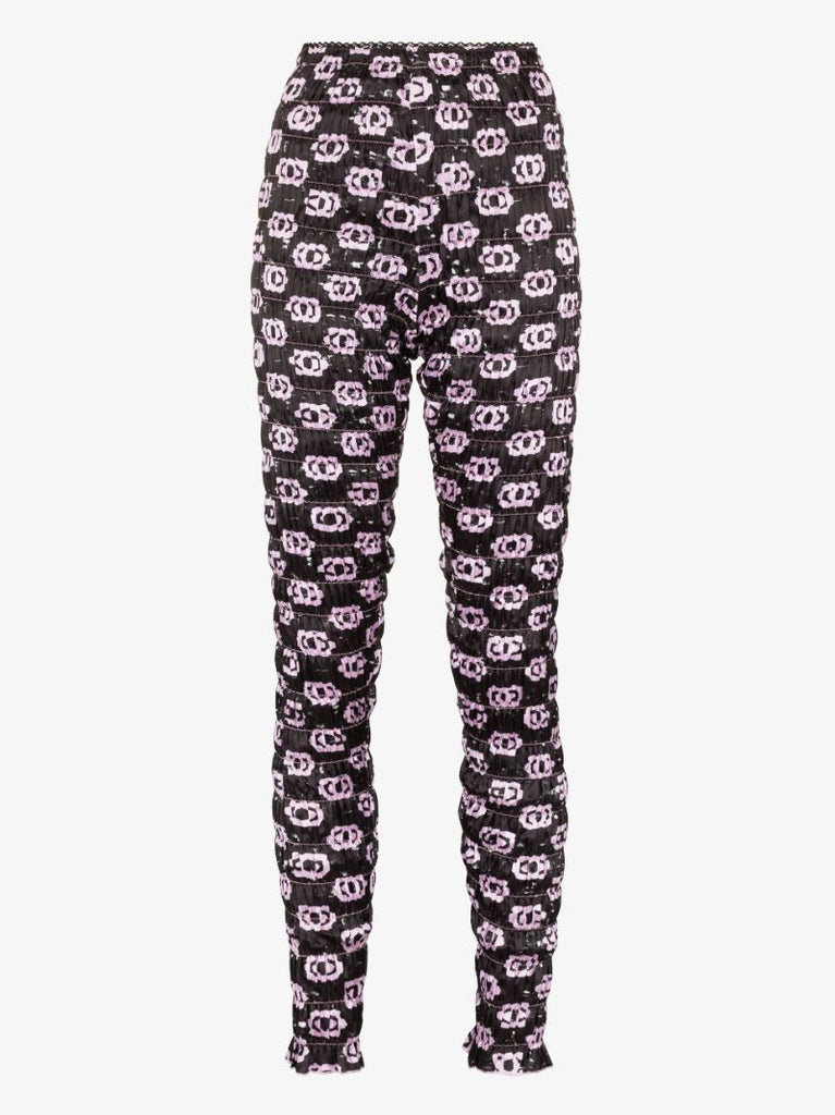 Black Logo Print Skinny Leg Trousers