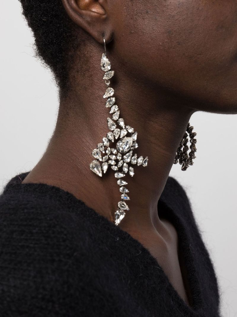 Silver-tone Crystal Drop Earrings