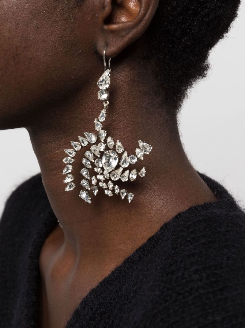 Silver-tone Crystal Drop Earrings