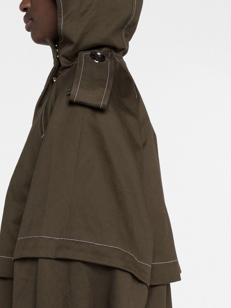 Brown Single Breasted Hooded Trench Coat
