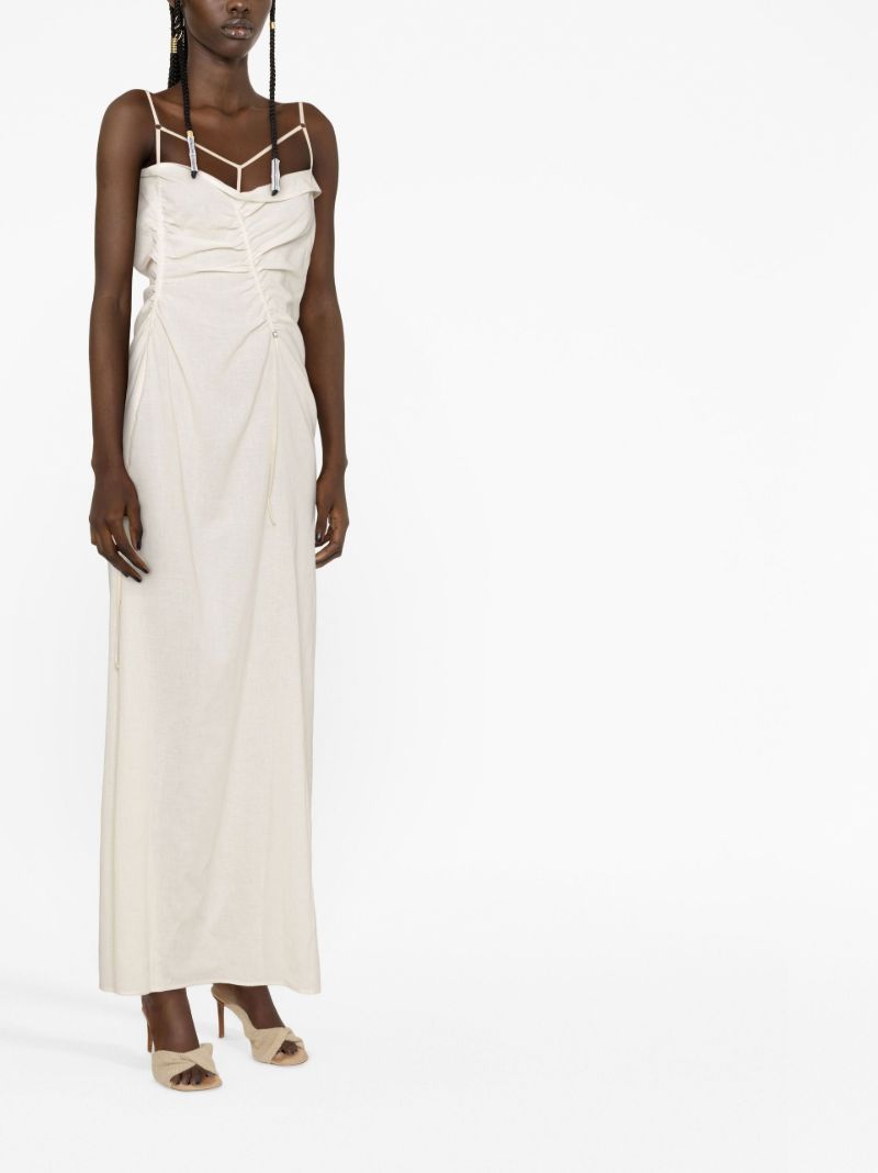 Neutral La Robe Gaua Ruched Maxi Dress