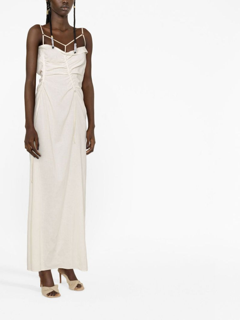 Neutral La Robe Gaua Ruched Maxi Dress