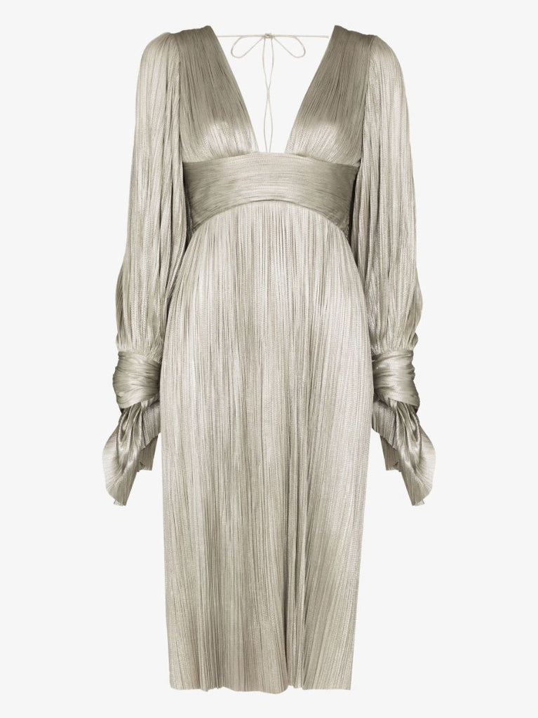 Silver Juno Long Sleeve Silk Dress