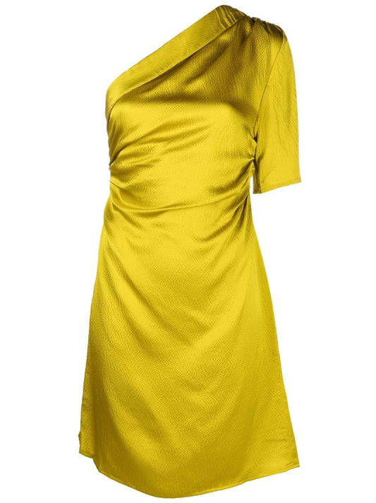 Green One-shoulder Silk Mini Dress