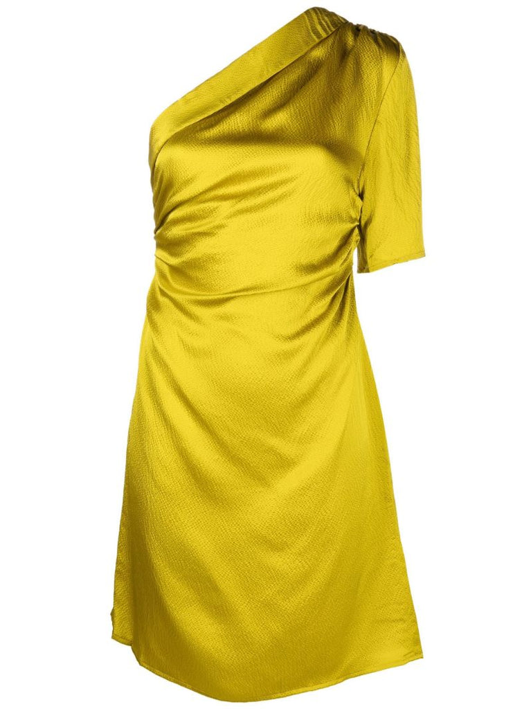 Green One-shoulder Silk Mini Dress