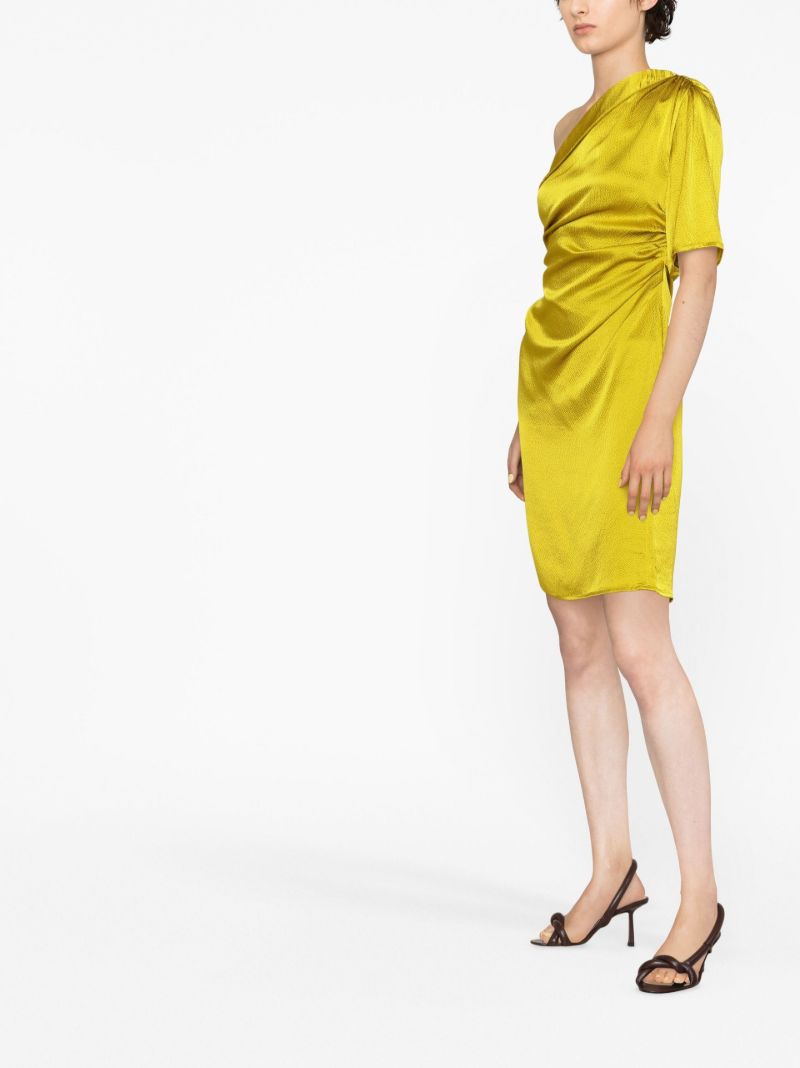 Green One-shoulder Silk Mini Dress