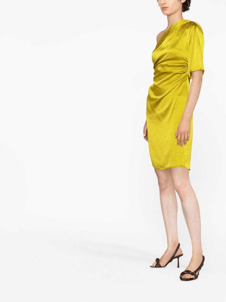 Green One-shoulder Silk Mini Dress