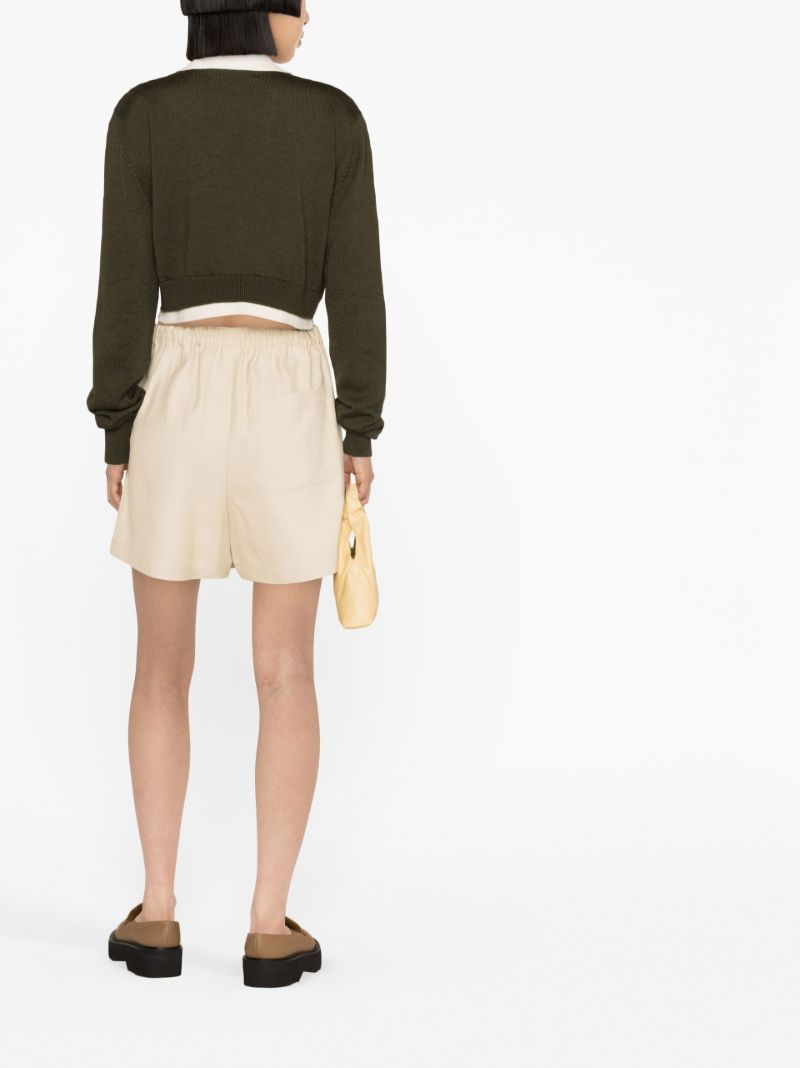 Green Zip-up Wool Cropped Sweater