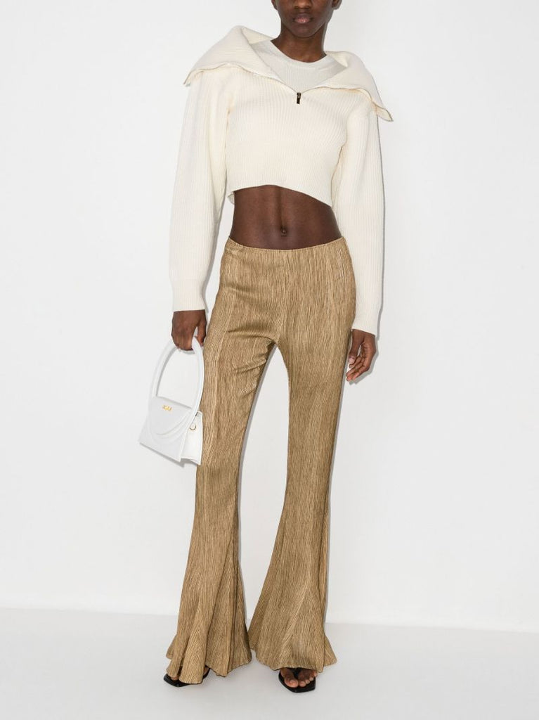 Neutral La Maille Risoul Cropped Wool Sweater
