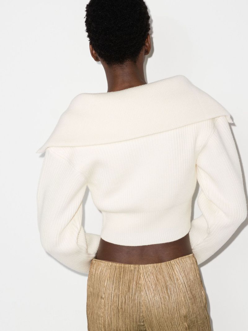 Neutral La Maille Risoul Cropped Wool Sweater