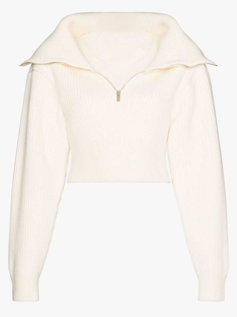 Neutral La Maille Risoul Cropped Wool Sweater
