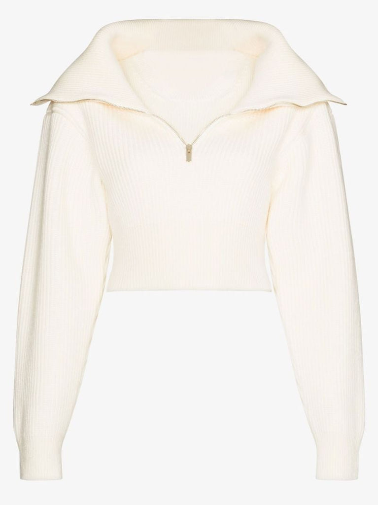 Neutral La Maille Risoul Cropped Wool Sweater