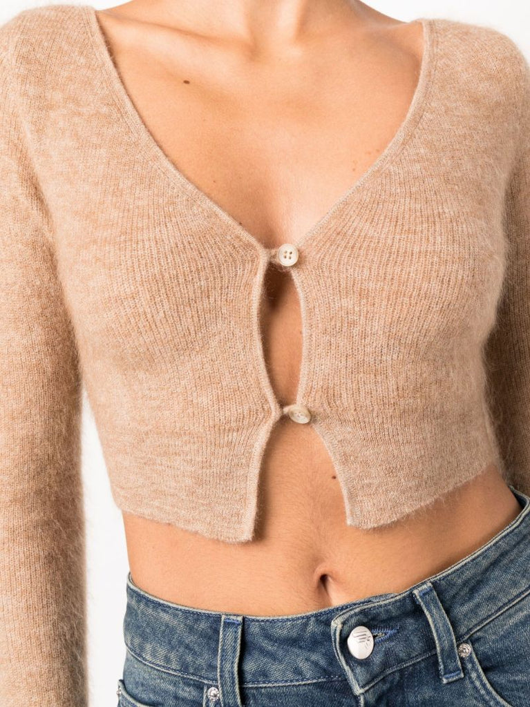 Brown Le Cardigan Alzou Cropped Cardigan