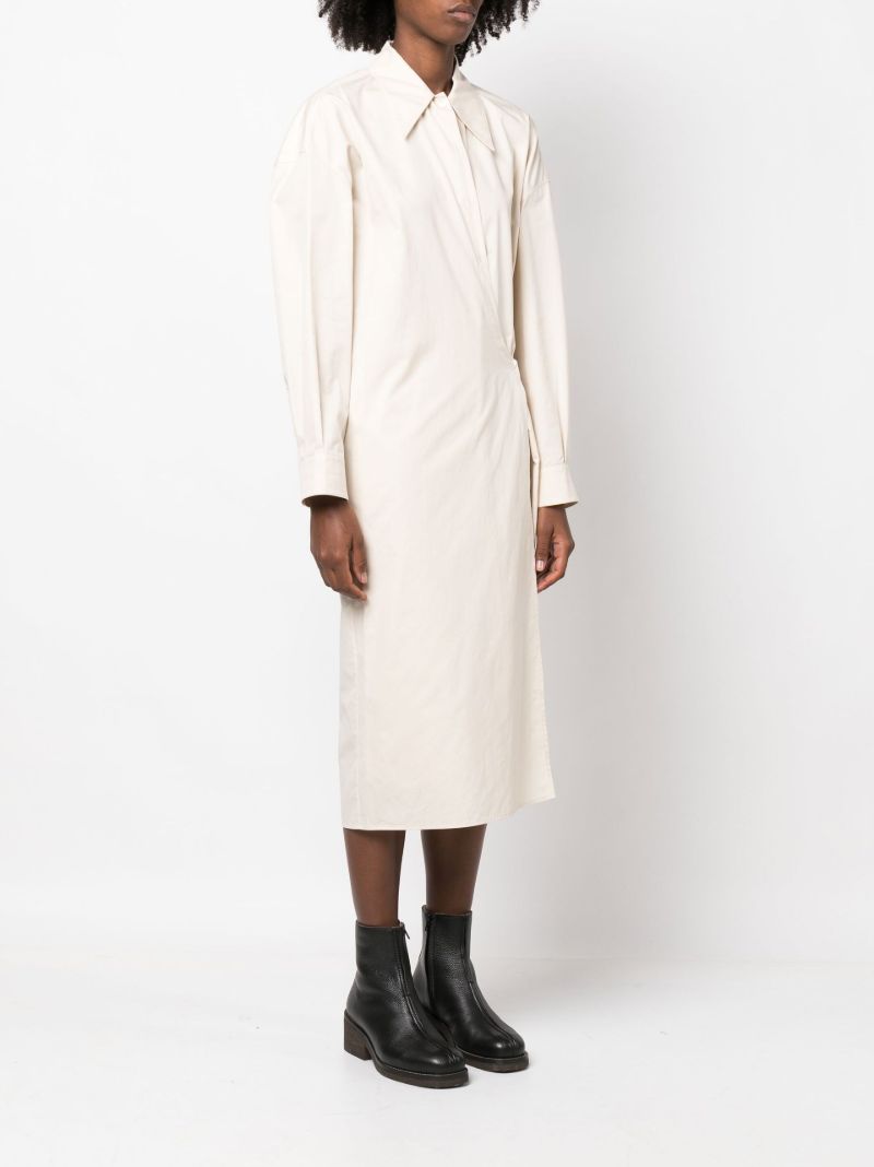 Neutral Twisted Midi Shirt Dress