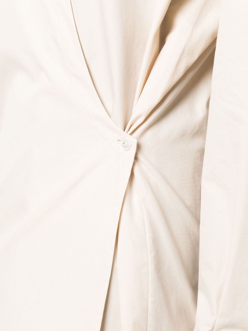 Neutral Twisted Midi Shirt Dress