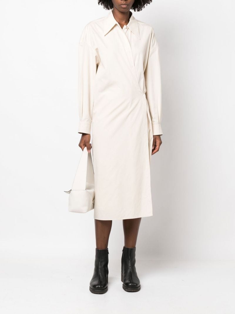Neutral Twisted Midi Shirt Dress