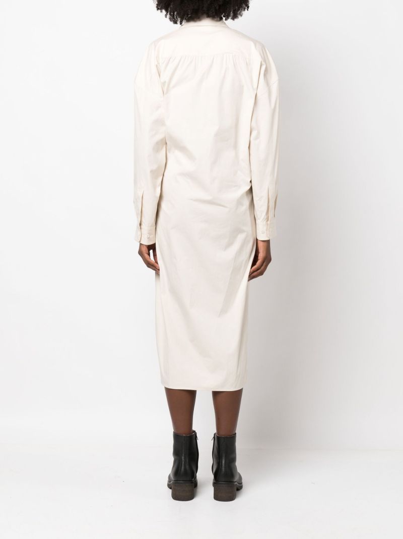 Neutral Twisted Midi Shirt Dress