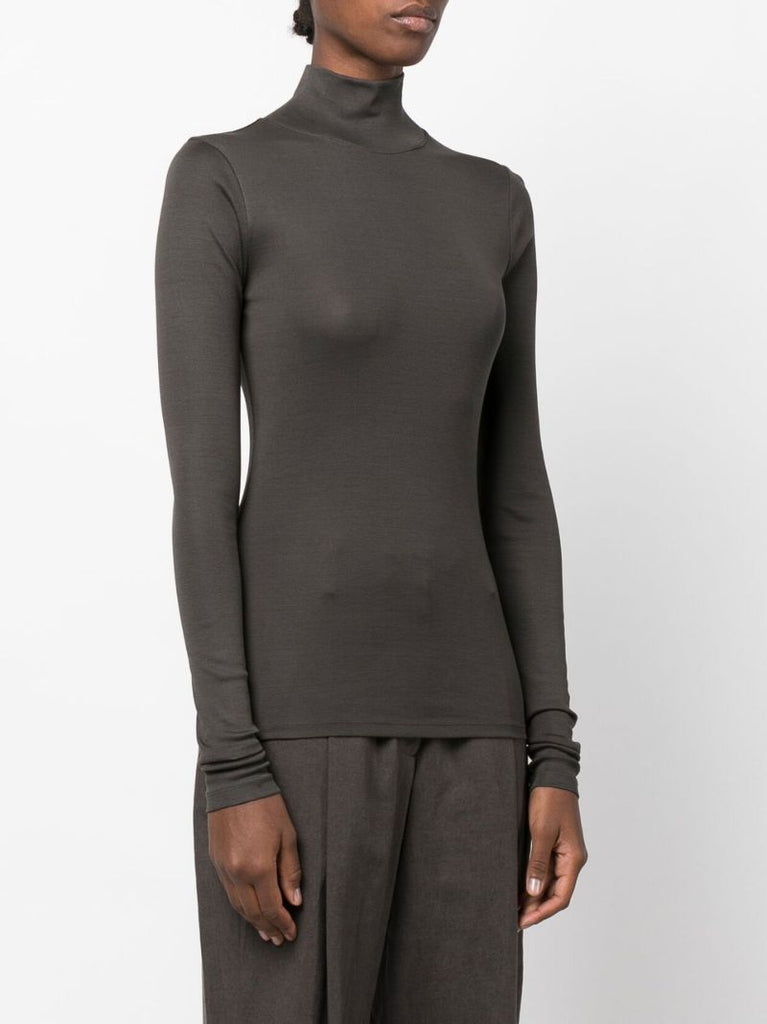 Grey Roll-neck Cotton Top