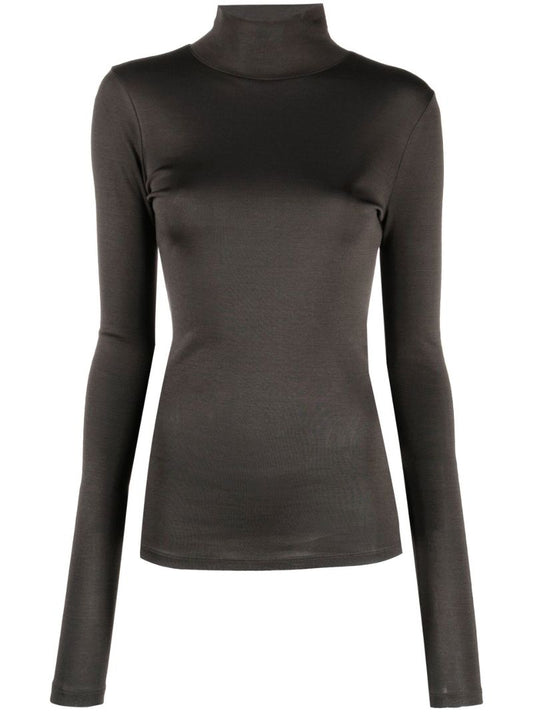 Grey Roll-neck Cotton Top