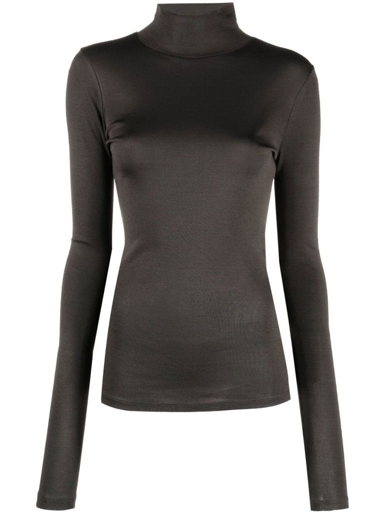 Grey Roll-neck Cotton Top