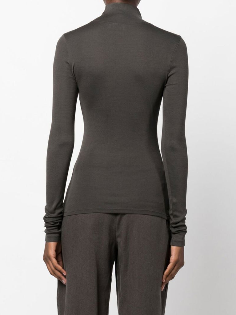 Grey Roll-neck Cotton Top