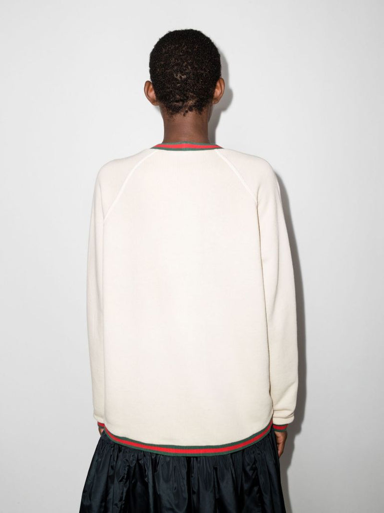 Neutral Web Trim Cotton Cardigan