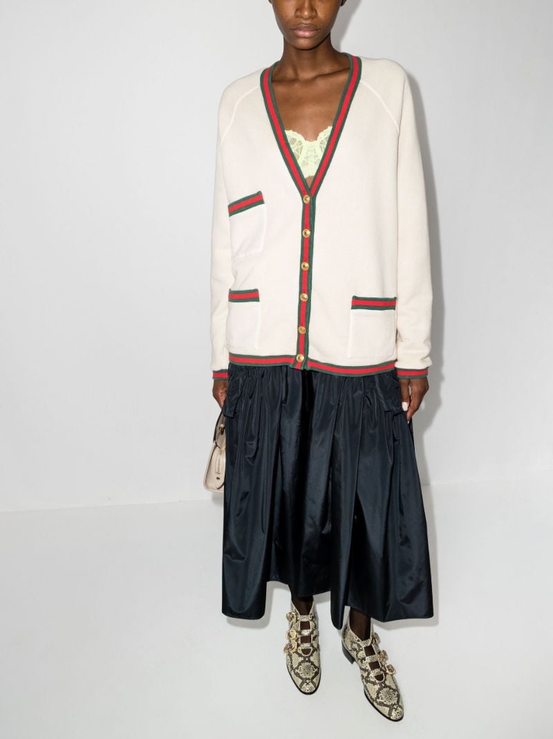 Neutral Web Trim Cotton Cardigan