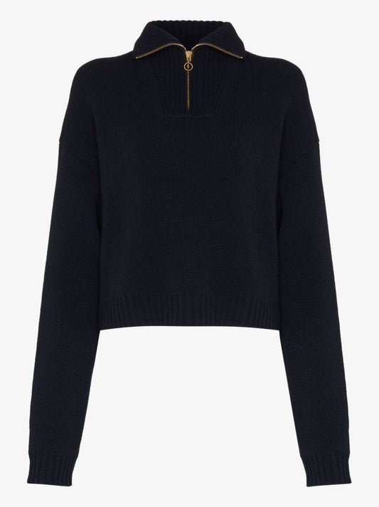 Blue Kira Knit Cropped Sweater