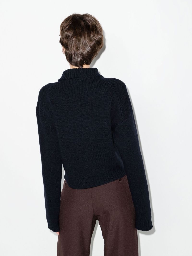 Blue Kira Knit Cropped Sweater