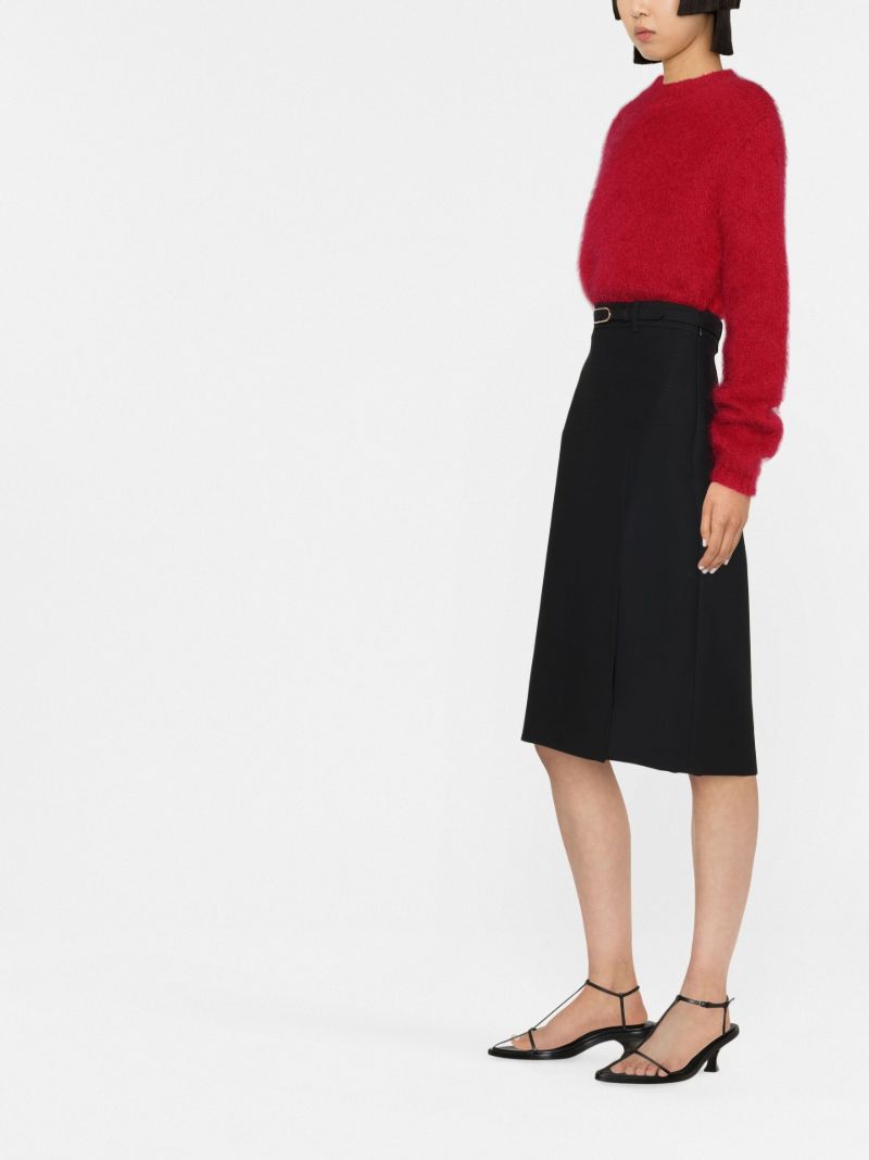Black Belted Knee-length Skirt