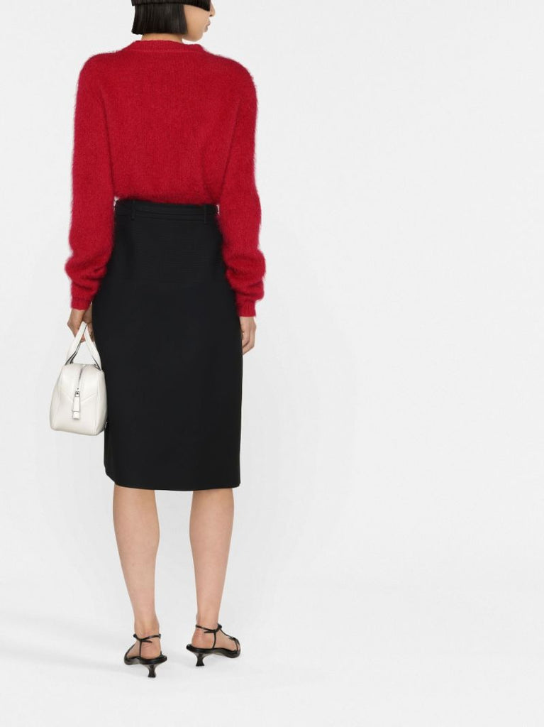 Black Belted Knee-length Skirt