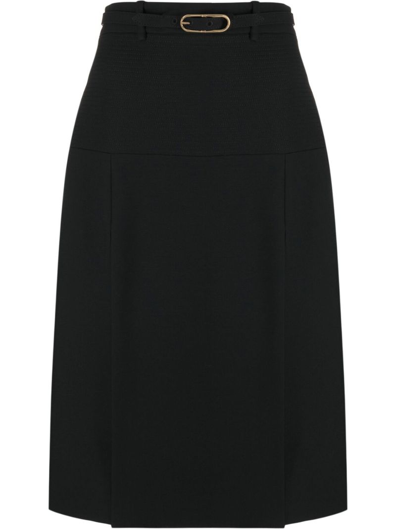 Black Belted Knee-length Skirt