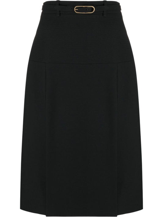 Black Belted Knee-length Skirt