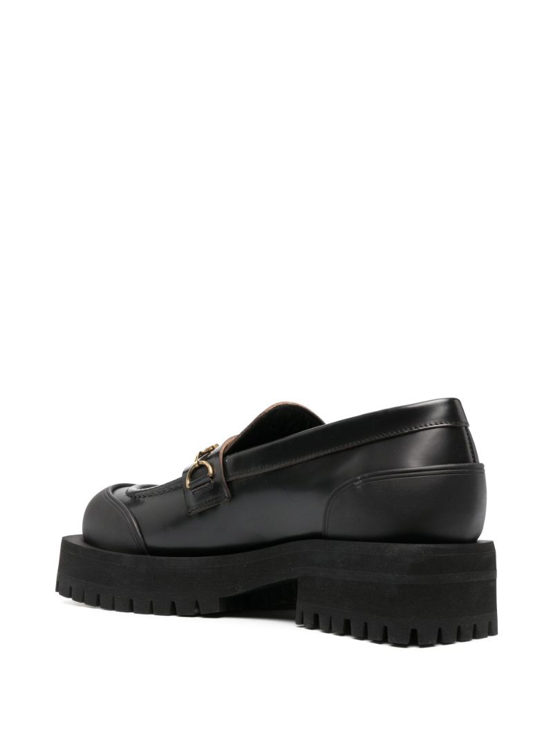 Black Chain Detail Leather Loafers