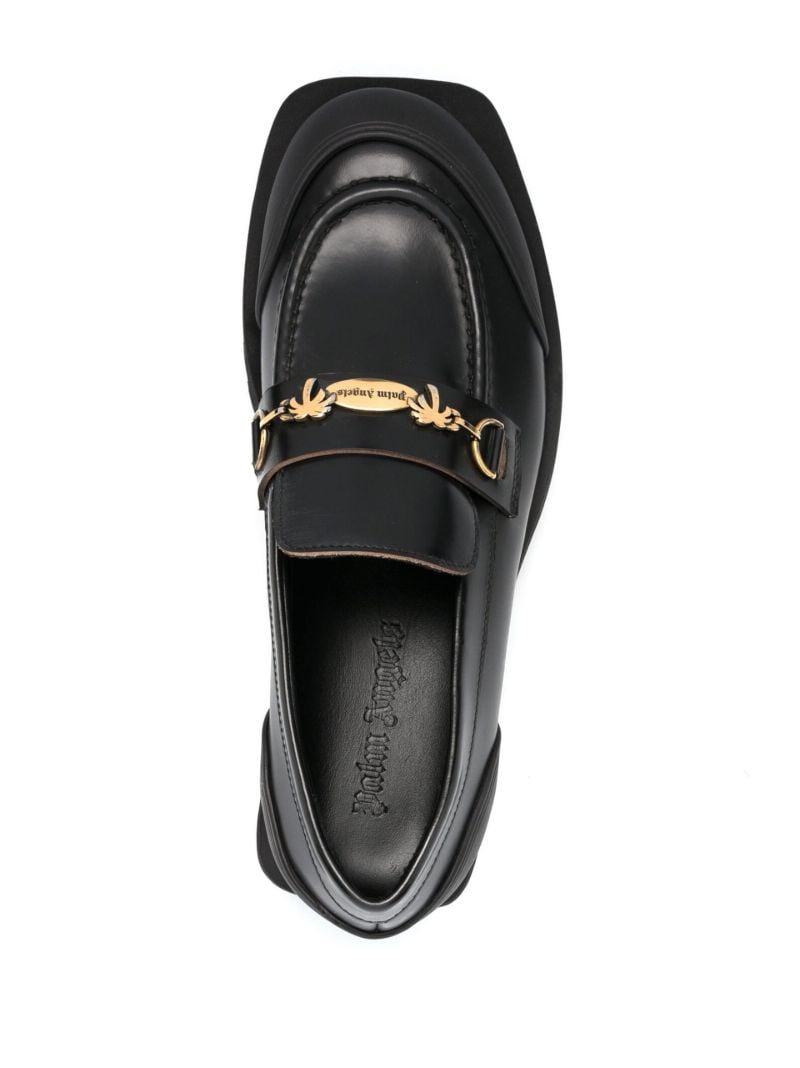 Black Chain Detail Leather Loafers