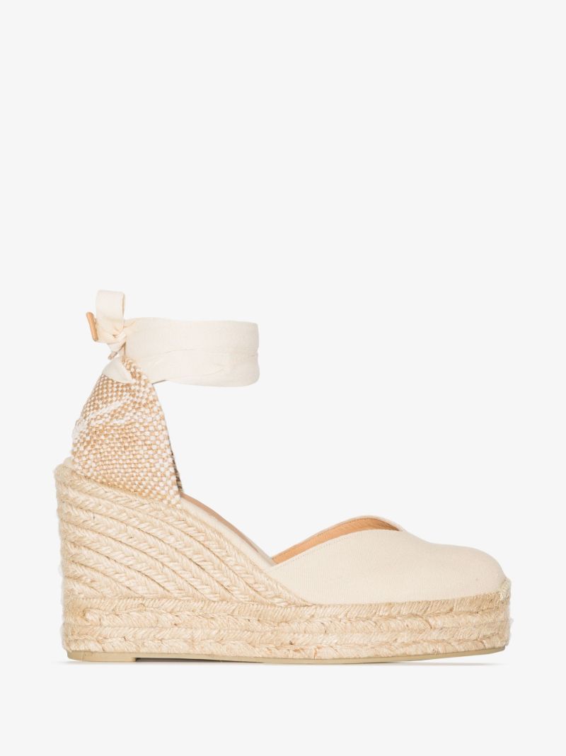 Neutral Chiara 80 Platform Wedge Espadrilles